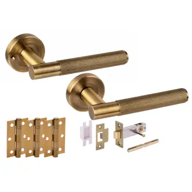 Click Here To Enlarge This Photo Of H6105MBR - Hunta 'Vida' Matt Bronze Privacy Premium Latch Doorpack with 3" Ball Bearing Hinges &lpar;57mm Backset&rpar;