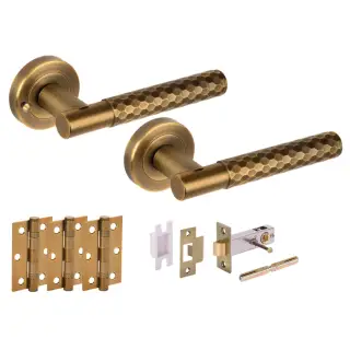 H6108MBR - Hunta 'Roca' Matt Bronze Privacy Premium Latch Doorpack with 3" Ball Bearing Hinges &lpar;57mm Backset&rpar;