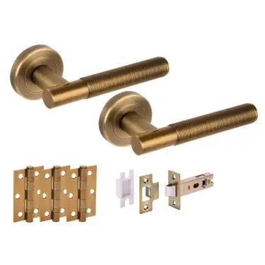 Click Here To Enlarge This Photo Of H6110MBR - Hunta 'Halo' Matt Bronze Passage Premium Latch Doorpack with 3" Ball Bearing Hinges &lpar;57mm Backset&rpar;