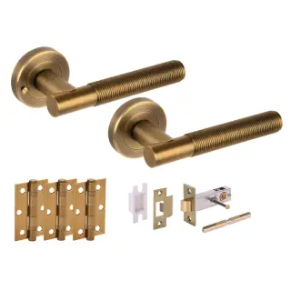H6111MBR - Hunta 'Halo' Matt Bronze Privacy Premium Latch Doorpack with 3" Ball Bearing Hinges &lpar;57mm Backset&rpar;