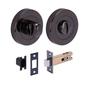 Click Here To Enlarge This Photo Of H2953BNL - Hunta Black Nickel Bathroom Turn & Release Standard Deadbolt Doorpack &lpar;57mm Backset&rpar;