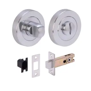 H2953SCP - Hunta Satin Chrome Bathroom Turn & Release Standard Deadbolt Doorpack &lpar;57mm Backset&rpar;