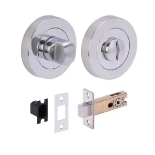 H2953PCSCP - Hunta Polished Chrome&sol;Satin Chrome Bathroom Turn & Release Standard Deadbolt Doorpack &lpar;57mm Backset&rpar;