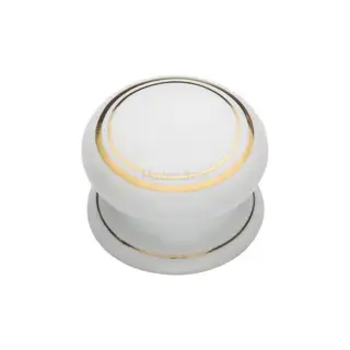 6032 Heritage Brass Cabinet Knob Gold Line 32mm with Porcelain Base