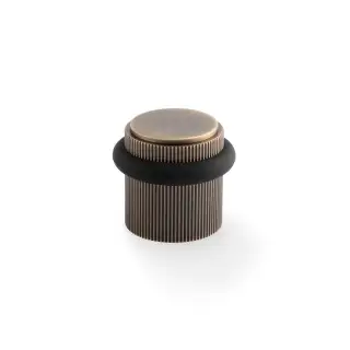 AW639RAB - Alexander & Wilks Brunel Reeded Floor Mounted Door Stop - Antique Brass