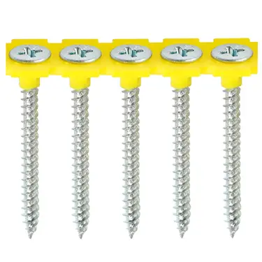 Click Here To Enlarge This Photo Of TIMCO Collated Drywall Fine Thread Bugle Head Silver Screws