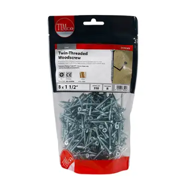 Click Here To Enlarge This Photo Of TIMCO Twin-Threaded Countersunk Silver Woodscrews