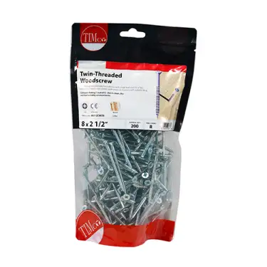 Click Here To Enlarge This Photo Of TIMCO Twin-Threaded Countersunk Silver Woodscrews