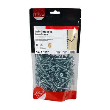 Click Here To Enlarge This Photo Of TIMCO Twin-Threaded Countersunk Silver Woodscrews