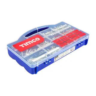 TIMCO Twin-Threaded Silver Woodscrews Mixed Tray - WOODTRAY