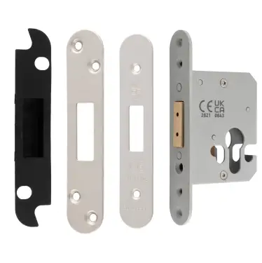 Click Here To Enlarge This Photo Of EDS5025SSS&sol;R  - Carlisle Brass Easi-T Heavy Duty 64mm Euro Profile Deadlock &lpar;Radius Corners&rpar; Satin Stainless Steel