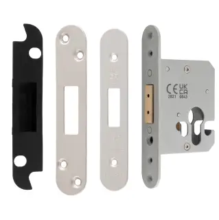 EDS5025SSS&sol;R  - Carlisle Brass Easi-T Heavy Duty 64mm Euro Profile Deadlock &lpar;Radius Corners&rpar; Satin Stainless Steel