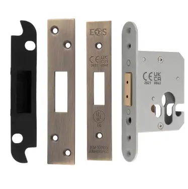Click Here To Enlarge This Photo Of EDS5025AB  - Carlisle Brass Easi-T Heavy Duty 64mm Euro Profile Deadlock &lpar;Square Corners&rpar; Antique Brass