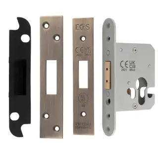 EDS5025AB  - Carlisle Brass Easi-T Heavy Duty 64mm Euro Profile Deadlock &lpar;Square Corners&rpar; Antique Brass
