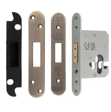 Click Here To Enlarge This Photo Of EDS5025AB&sol;R  - Carlisle Brass Easi-T Heavy Duty 64mm Euro Profile Deadlock &lpar;Radius Corners&rpar; Antique Brass
