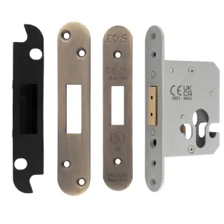 EDS5025AB&sol;R  - Carlisle Brass Easi-T Heavy Duty 64mm Euro Profile Deadlock &lpar;Radius Corners&rpar; Antique Brass