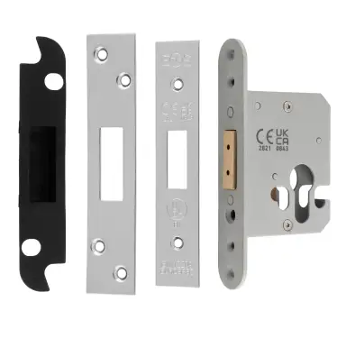 Click Here To Enlarge This Photo Of EDS5025BSS  - Carlisle Brass Easi-T Heavy Duty 64mm Euro Profile Deadlock &lpar;Square Corners&rpar; Polished Stainless Steel