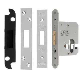 EDS5025BSS  - Carlisle Brass Easi-T Heavy Duty 64mm Euro Profile Deadlock &lpar;Square Corners&rpar; Polished Stainless Steel