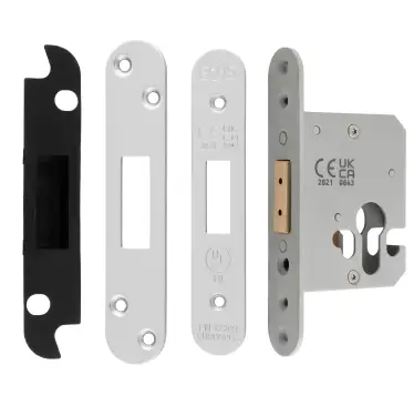 Click Here To Enlarge This Photo Of EDS5025BSS&sol;R  - Carlisle Brass Easi-T Heavy Duty 64mm Euro Profile Deadlock &lpar;Radius Corners&rpar; Polished Stainless Steel