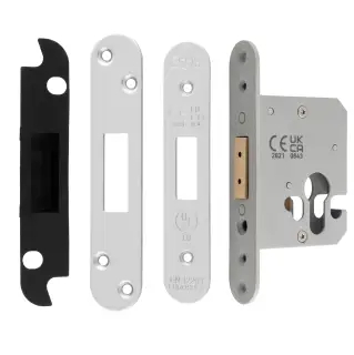 EDS5025BSS&sol;R  - Carlisle Brass Easi-T Heavy Duty 64mm Euro Profile Deadlock &lpar;Radius Corners&rpar; Polished Stainless Steel