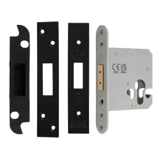 EDS5025MB  - Carlisle Brass Easi-T Heavy Duty 64mm Euro Profile Deadlock &lpar;Square Corners&rpar; Matt Black