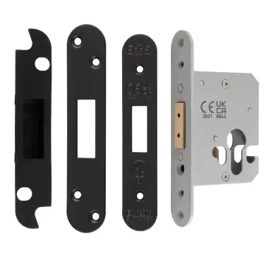 Click Here To Enlarge This Photo Of EDS5025MB&sol;R  - Carlisle Brass Easi-T Heavy Duty 64mm Euro Profile Deadlock &lpar;Radius Corners&rpar; Matt Black