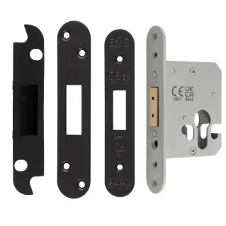 EDS5025MB&sol;R  - Carlisle Brass Easi-T Heavy Duty 64mm Euro Profile Deadlock &lpar;Radius Corners&rpar; Matt Black