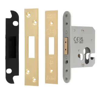EDS5025SB  - Carlisle Brass Easi-T Heavy Duty 64mm Euro Profile Deadlock &lpar;Square Corners&rpar; Satin Brass