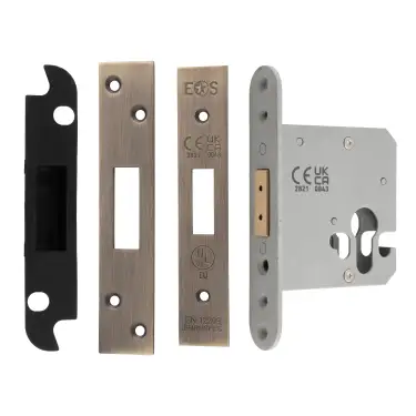 Click Here To Enlarge This Photo Of EDS5030AB  - Carlisle Brass Easi-T Heavy Duty 76mm Euro Profile Deadlock &lpar;Square Corners&rpar; Antique Brass