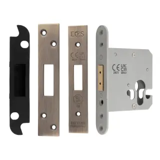 EDS5030AB  - Carlisle Brass Easi-T Heavy Duty 76mm Euro Profile Deadlock &lpar;Square Corners&rpar; Antique Brass
