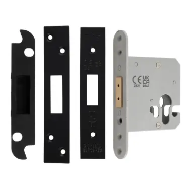 Click Here To Enlarge This Photo Of EDS5030MB  - Carlisle Brass Easi-T Heavy Duty 76mm Euro Profile Deadlock &lpar;Square Corners&rpar; Matt Black