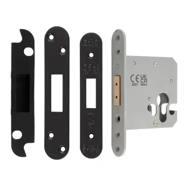 Click Here To Enlarge This Photo Of EDS5030MB&sol;R  - Carlisle Brass Easi-T Heavy Duty 76mm Euro Profile Deadlock &lpar;Radius Corners&rpar; Matt Black