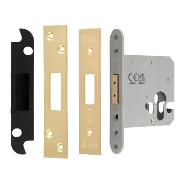 Click Here To Enlarge This Photo Of EDS5030SB  - Carlisle Brass Easi-T Heavy Duty 76mm Euro Profile Deadlock &lpar;Square Corners&rpar; Satin Brass