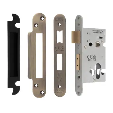 Click Here To Enlarge This Photo Of ESS5025AB&sol;R  - Carlisle Brass Easi-T Heavy Duty 64mm Euro Profile Sashlock &lpar;Radius Corners&rpar; Antique Brass