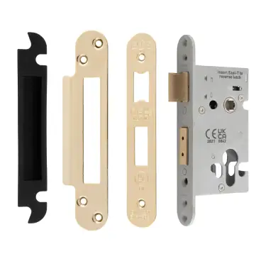 Click Here To Enlarge This Photo Of ESS5025PVD&sol;R  - Carlisle Brass Easi-T Heavy Duty 64mm Euro Profile Sashlock &lpar;Radius Corners&rpar; Stainless Brass