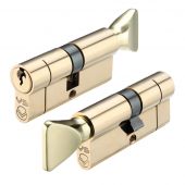V5EP4030CTPBE - Zoo Hardware Vier V5 Euro Profile Cylinder & Turn 70mm &lpar;40&sol;30T&rpar; Polished Brass