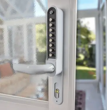 Click Here To Enlarge This Photo Of BORG Locks BL6100 ECP WH Heavy Duty Narrow Stile Lever Operated Digital Lock with Free Passage Mode & Easicode Pro Coding Chamber &lpar;suitable for use with 92mm Multipoint Locks&rpar; - White
