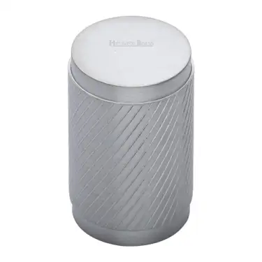 Click Here To Enlarge This Photo Of C3840-SC M&period;Marcus Heritage Brass Cabinet Knob Cylindric Knurled Design 21mm Satin Chrome finish