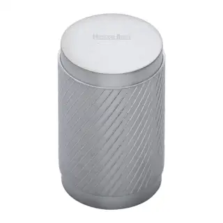 C3840-SC M&period;Marcus Heritage Brass Cabinet Knob Cylindric Knurled Design 21mm Satin Chrome finish