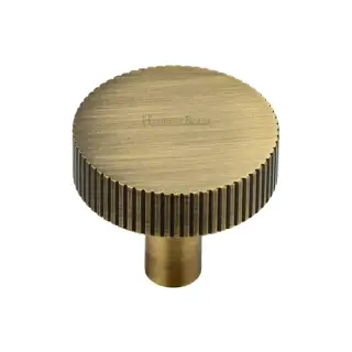C3887 32-AT M&period;Marcus Heritage Brass Cabinet Knob Linear Disc Design 32mm Antique Brass finish