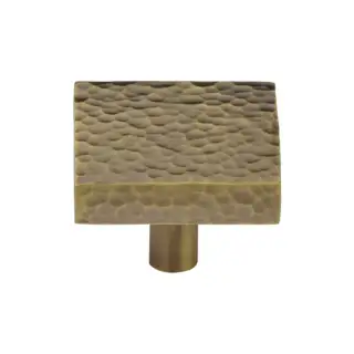 HAM3685 32-AT M&period;Marcus Heritage Brass Cabinet Knob Hammered Square Design 32mm Antique Brass finish