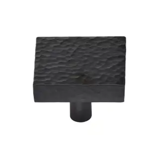 HAM3685 32-BKMT M&period;Marcus Heritage Brass Cabinet Knob Hammered Square Design 32mm Matt Black finish