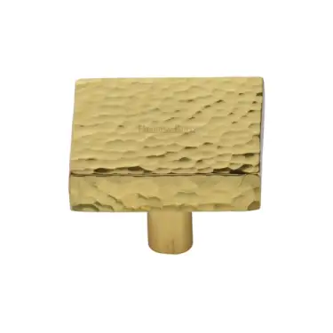 Click Here To Enlarge This Photo Of HAM3685 32-PB M&period;Marcus Heritage Brass Cabinet Knob Hammered Square Design 32mm Polished Brass finish