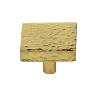 HAM3685 32-PB M&period;Marcus Heritage Brass Cabinet Knob Hammered Square Design 32mm Polished Brass finish