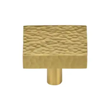 Click Here To Enlarge This Photo Of HAM3685 32-SB M&period;Marcus Heritage Brass Cabinet Knob Hammered Square Design 32mm Satin Brass finish