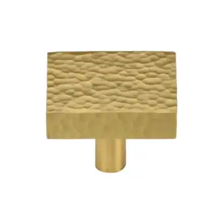 HAM3685 32-SB M&period;Marcus Heritage Brass Cabinet Knob Hammered Square Design 32mm Satin Brass finish