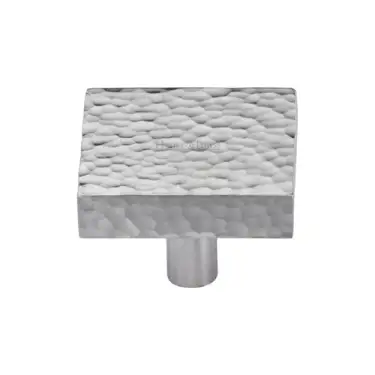 Click Here To Enlarge This Photo Of HAM3685 32-SC M&period;Marcus Heritage Brass Cabinet Knob Hammered Square Design 32mm Satin Chrome finish