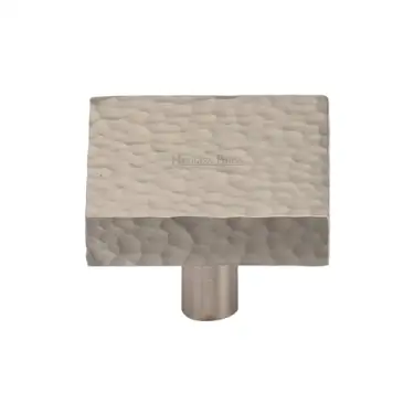Click Here To Enlarge This Photo Of HAM3685 32-SN M&period;Marcus Heritage Brass Cabinet Knob Hammered Square Design 32mm Satin Nickel finish