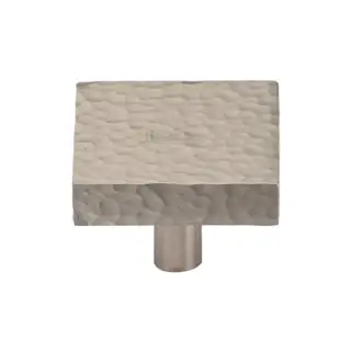 HAM3685 32-SN M&period;Marcus Heritage Brass Cabinet Knob Hammered Square Design 32mm Satin Nickel finish