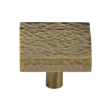 Click Here To Enlarge This Photo Of HAM3685 38-AT M&period;Marcus Heritage Brass Cabinet Knob Hammered Square Design 38mm Antique Brass finish